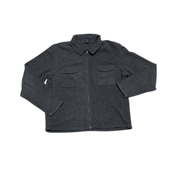 Women's Vintage Gap Double Pocket Full Zip Fleece Shirt Jacket Gray Size Large - Picture 8 of 12